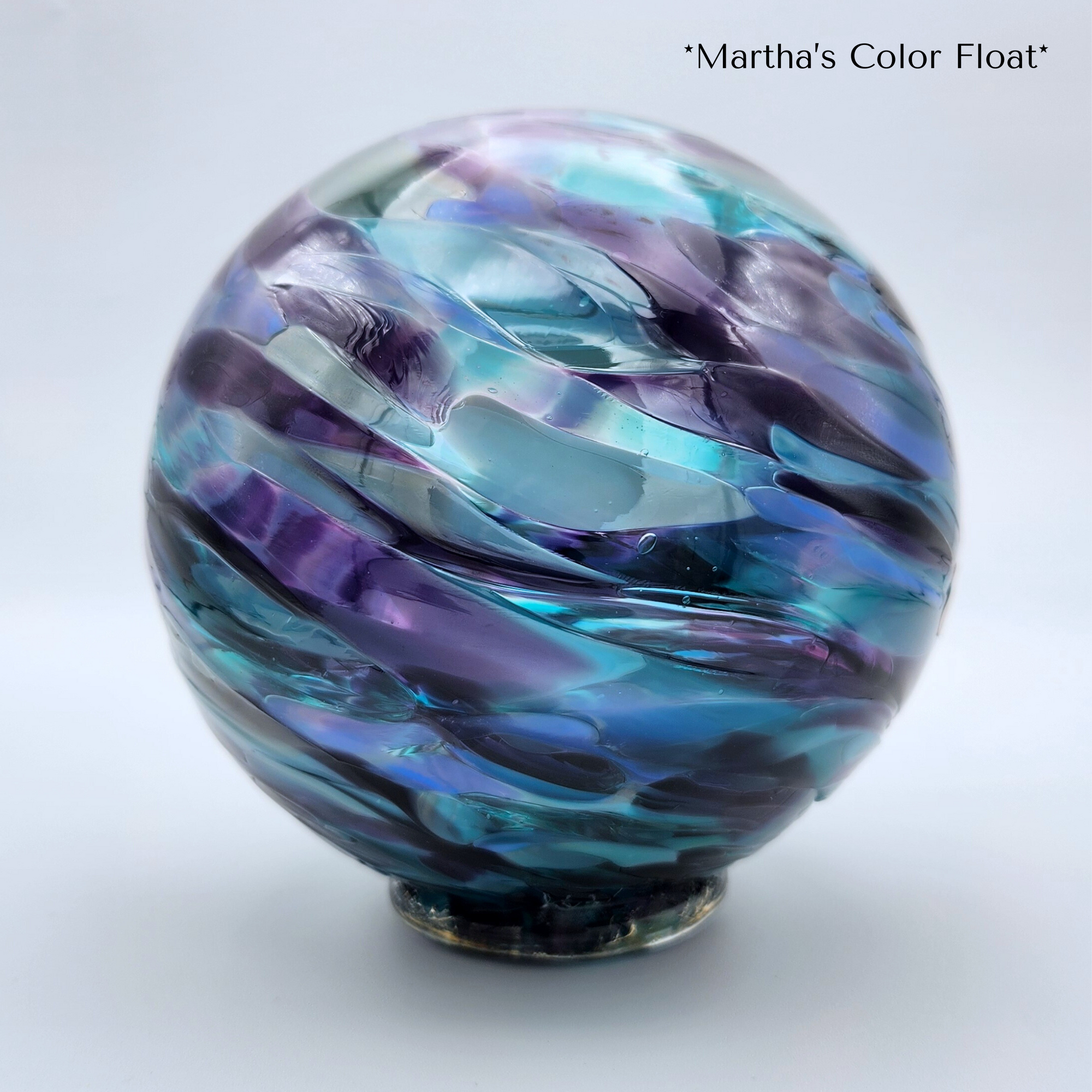 Martha’s Mix Glass Float – Handblown Purple & Teal Ornament