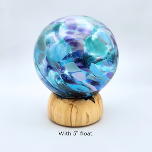 Small Handmade Wood Float Ring – Round Stand Display Base for Glass Floats