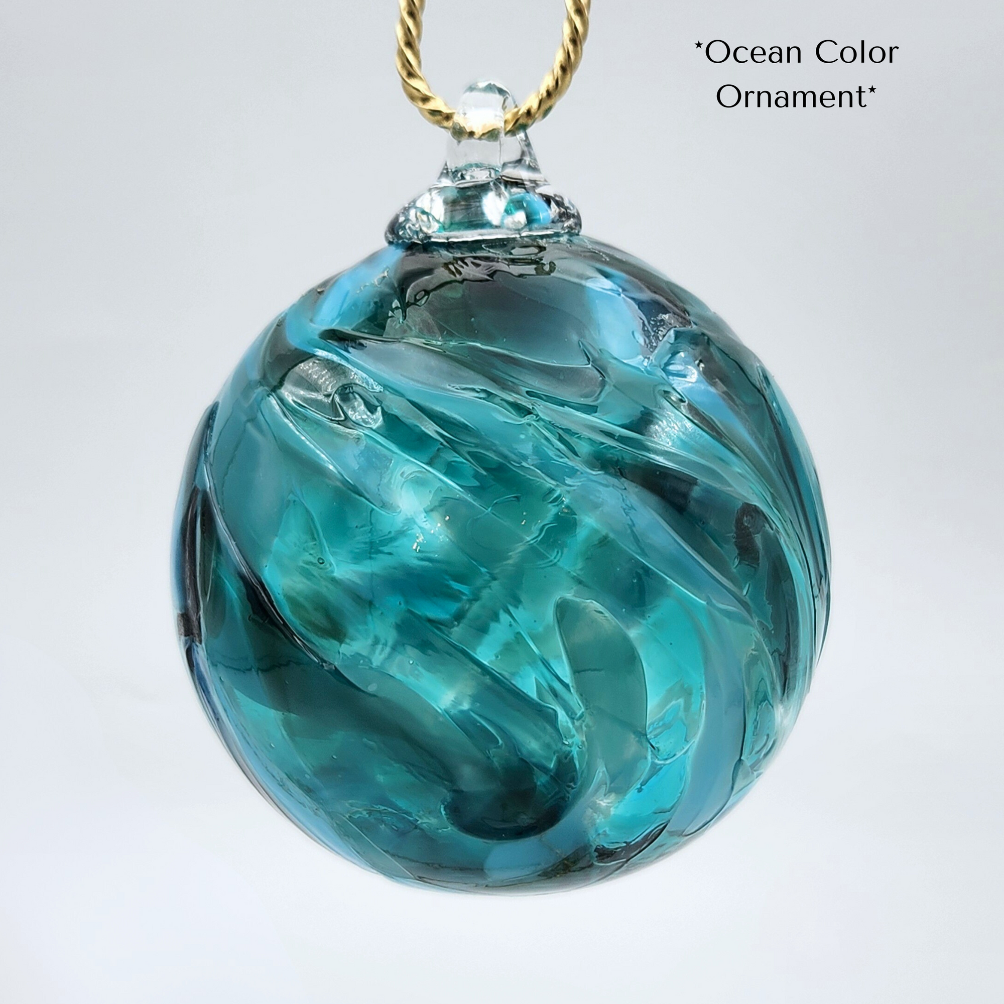 Ocean Glass Float – Handblown Ornament in Blues & Teals