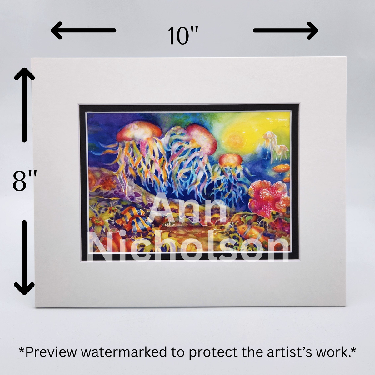 Jellyfish Watercolor Art Print by Ann Nicholson – 8 x 10"