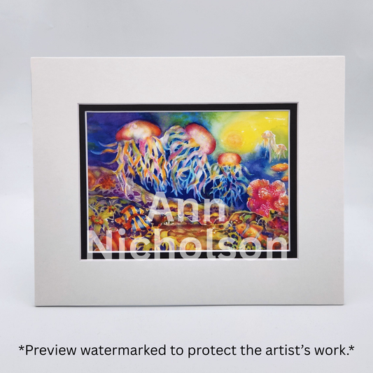 Jellyfish Watercolor Art Print by Ann Nicholson – 8 x 10"