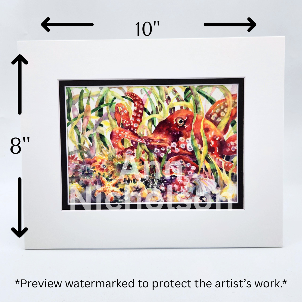 Octopus Garden Watercolor Art Print by Ann Nicholson – 8 x 10"