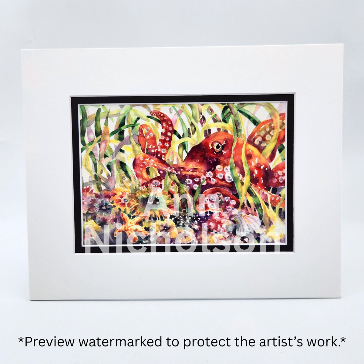 Octopus Garden Watercolor Art Print by Ann Nicholson – 8 x 10"