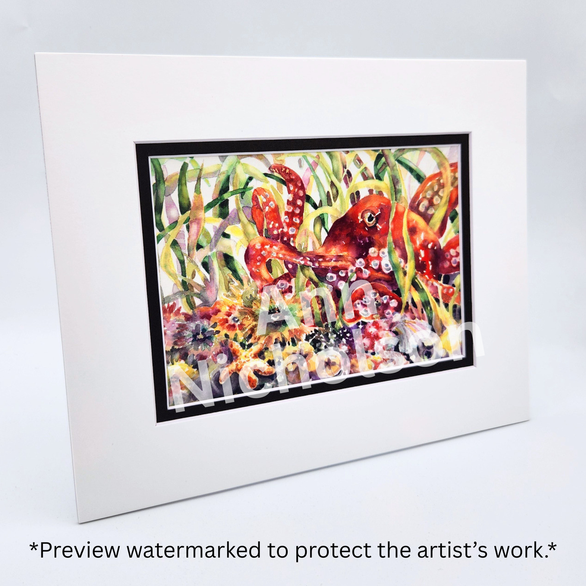 Octopus Garden Watercolor Art Print by Ann Nicholson – 8 x 10"