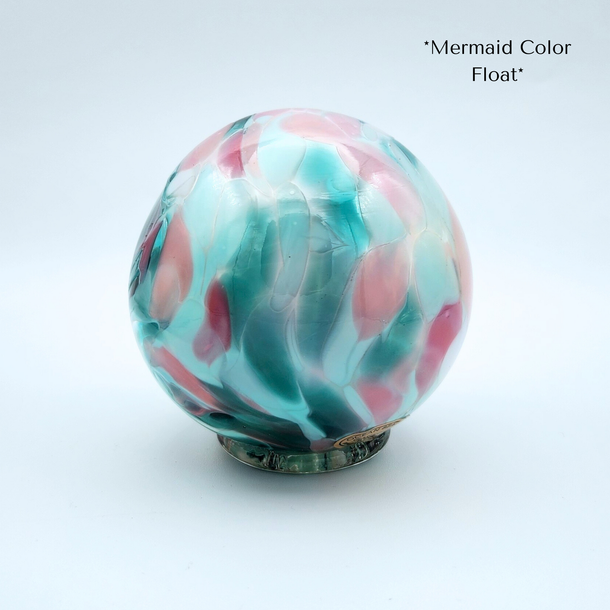 Mermaid Glass Float – Handblown Ornament in Pink, Light Blue & Teal