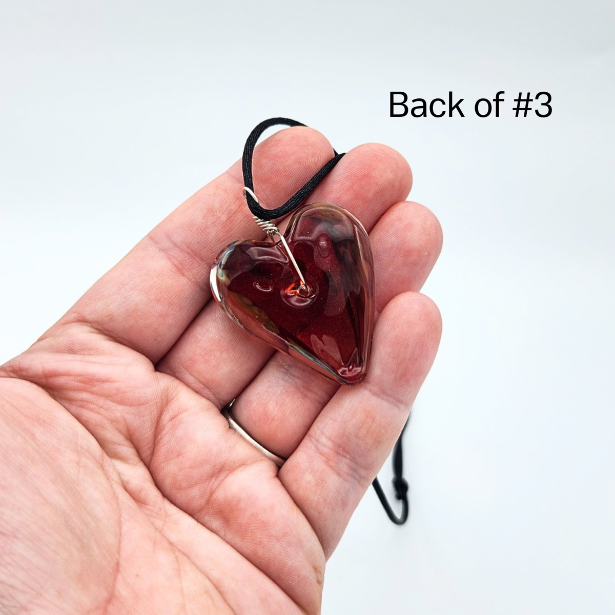 Handmade Torchwork Glass Heart Pendant Necklaces by David Frederick - Oregon Artist