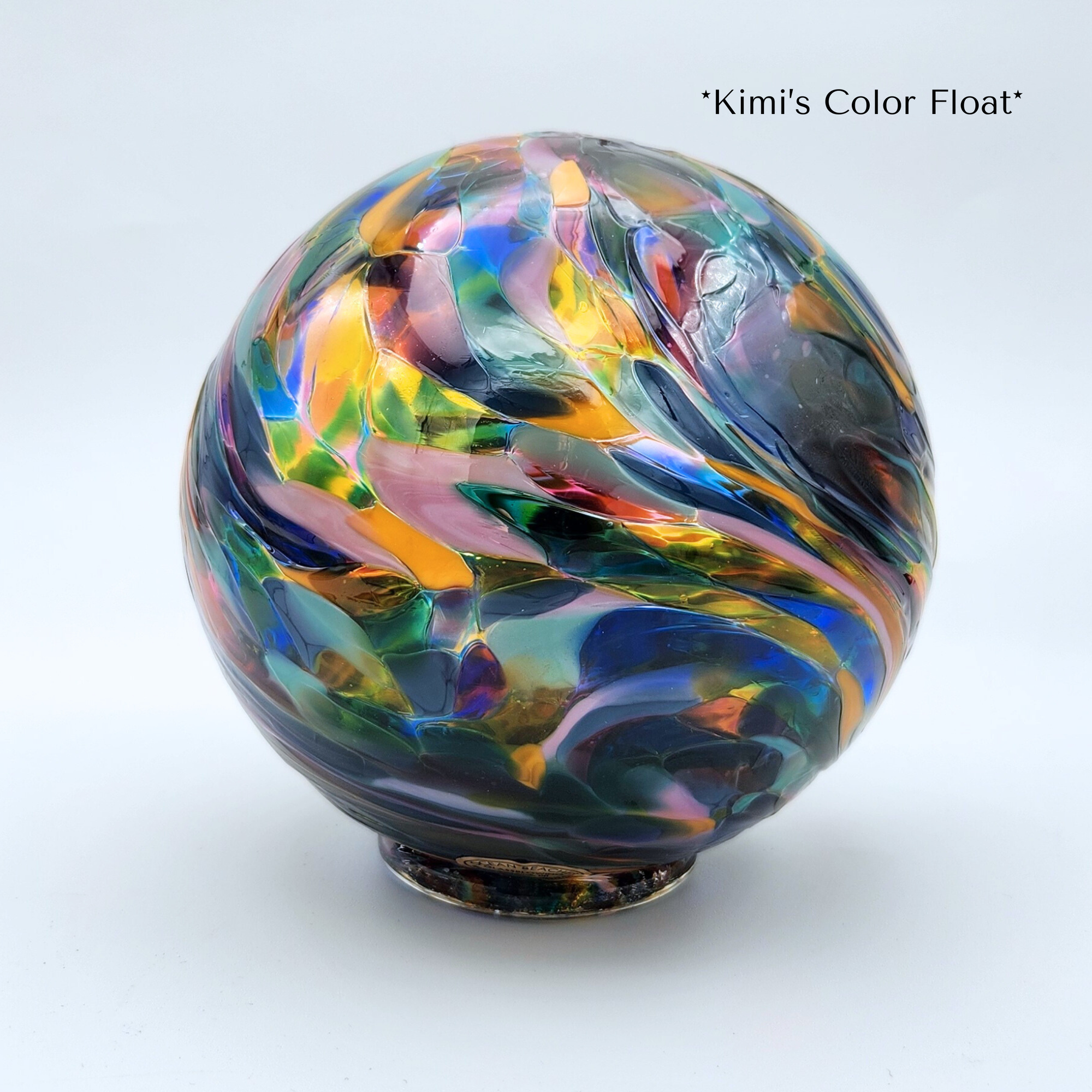 Kimi's Glass Float – Handblown Ornament in Blue, Yellow, Pink, Teal & Green