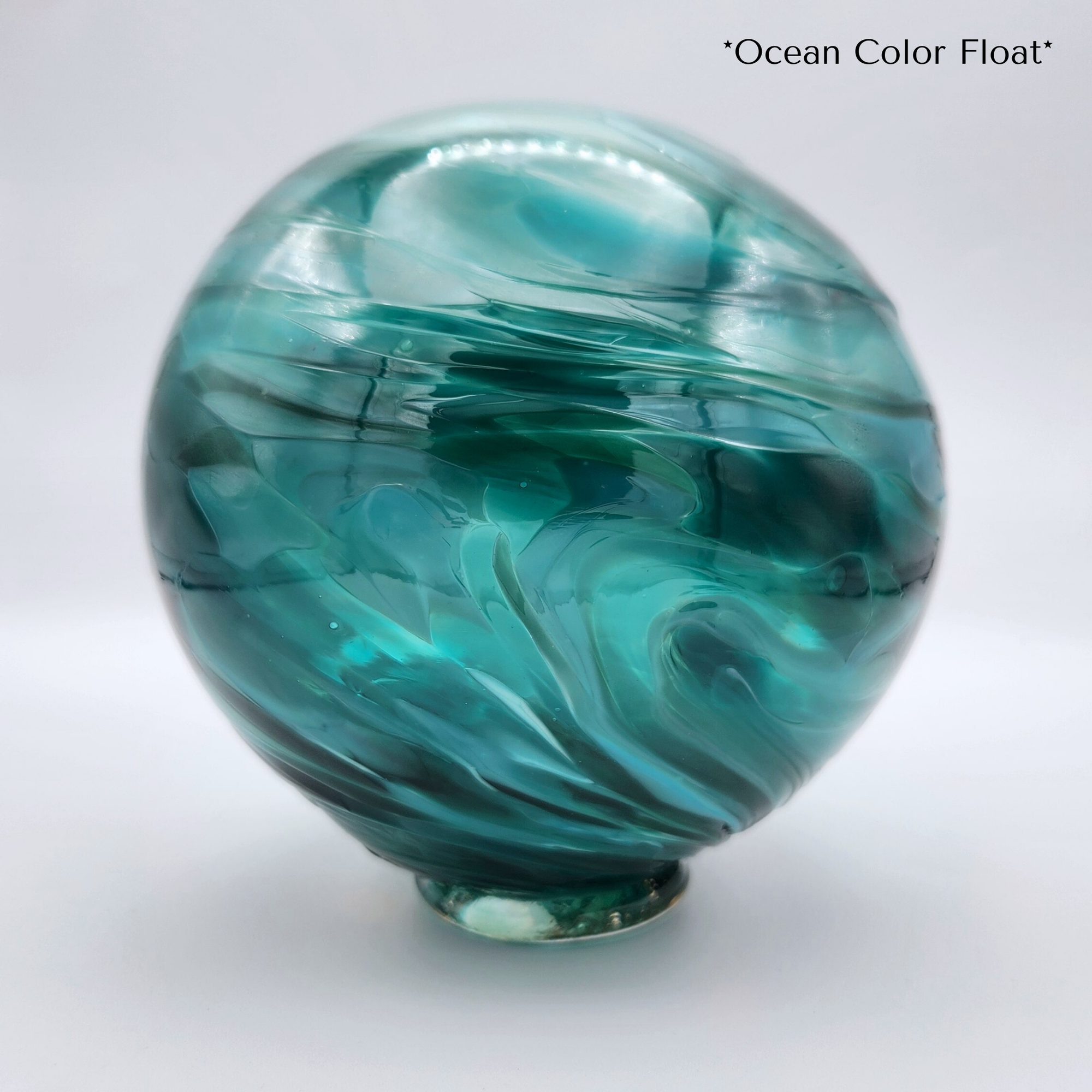 Ocean Glass Float – Handblown Ornament in Blues & Teals